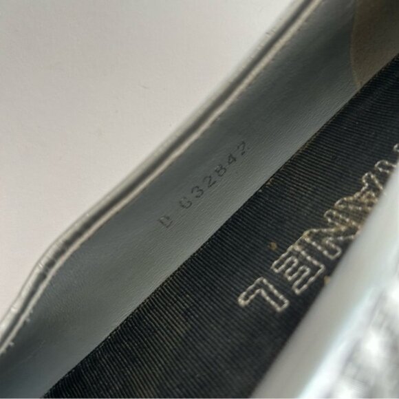 CHANEL CC CAP TOE DIAGONAL QUILTED SILVER BALLET FLATS SZ 39 - Picture 13 of 15